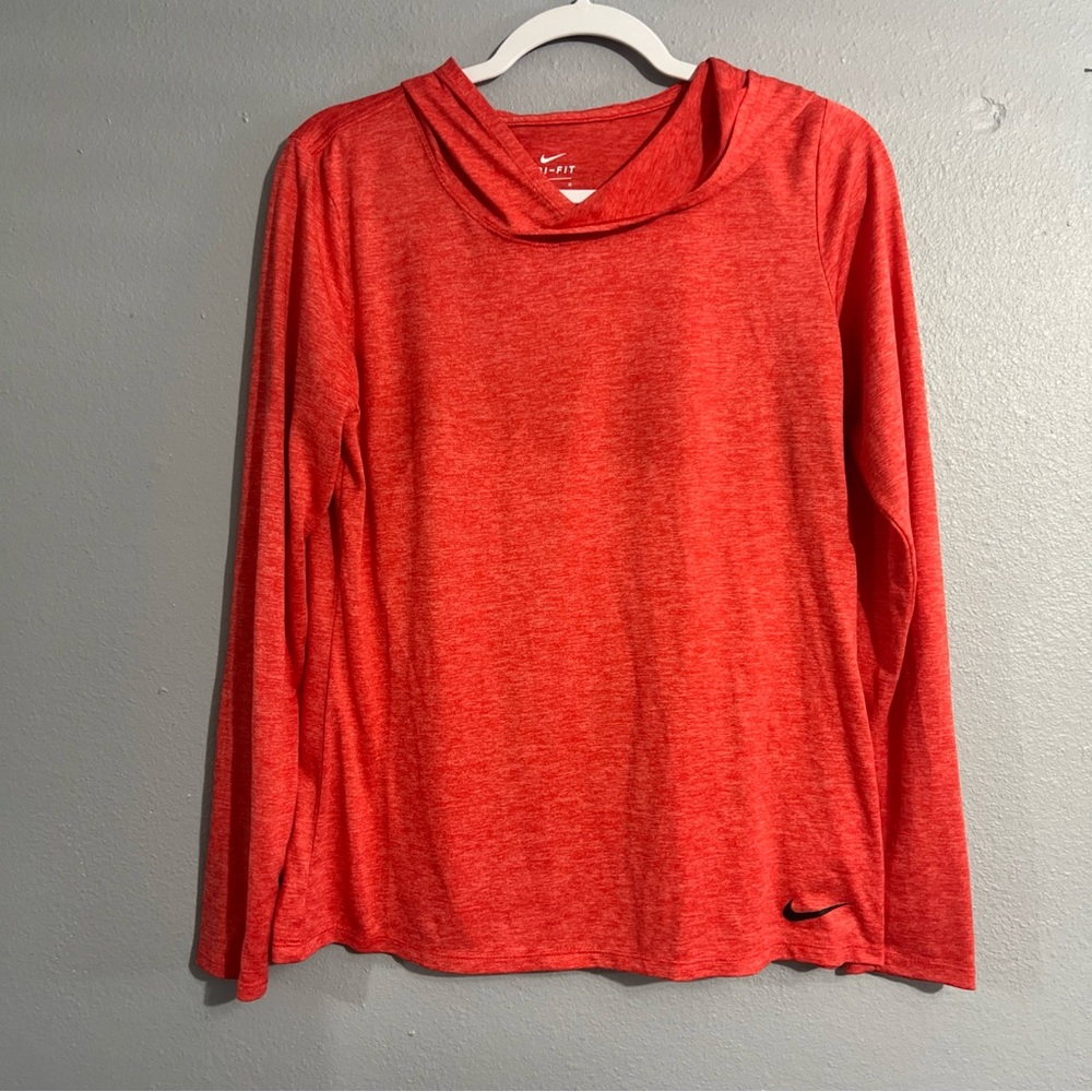 Nike Dri-Fit Men’s Med Orange/red Lightweight Training Hoodie Pullover